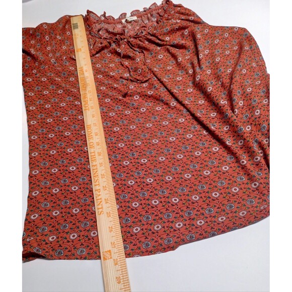 Max Studio Floral Print Cottage Core Tie Front Blouse  Size 1X - Picture 6 of 9